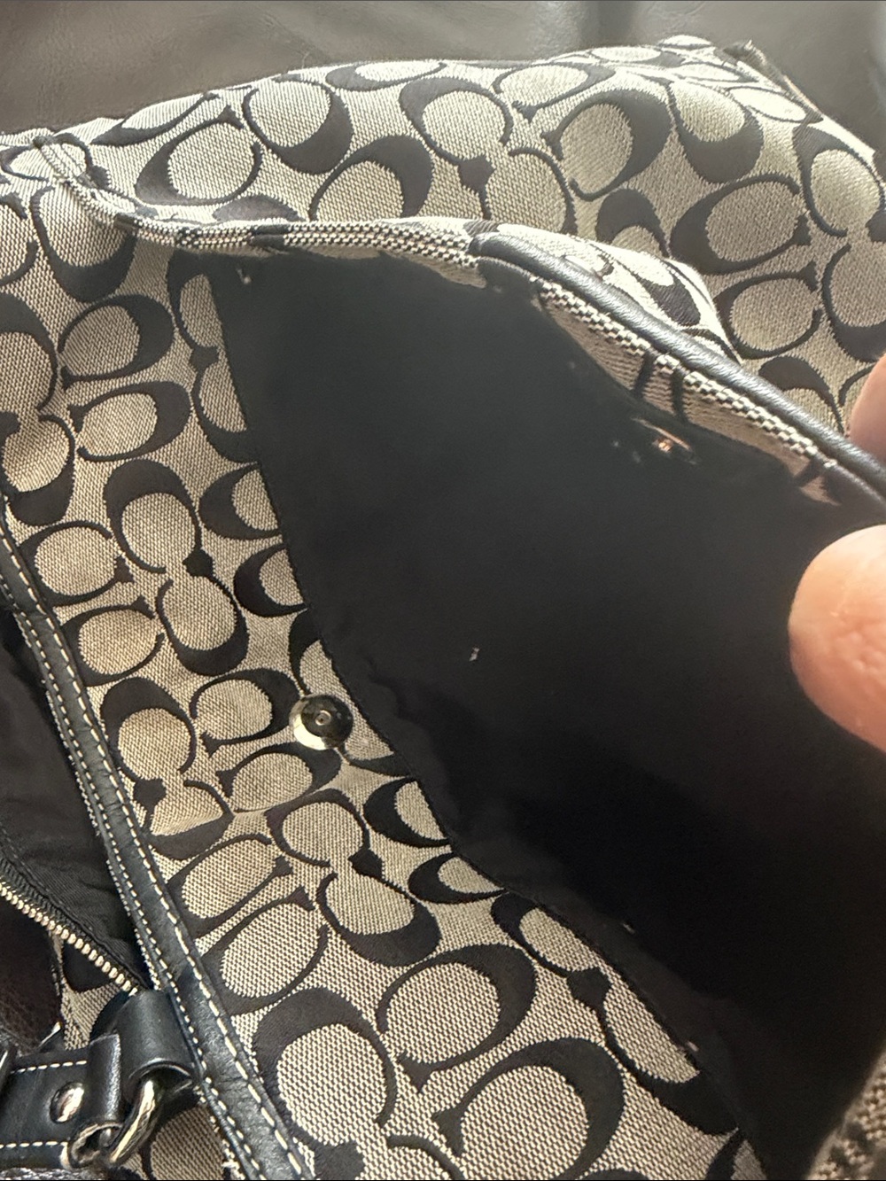 Coach Black and Gray Signature Tote with Leather Straps - Picture 15 of 15